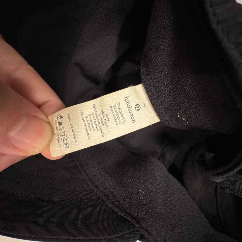 Lululemon Hat Cap‎ One Size Black Lightweight Running Hat Adjustable Strap Back